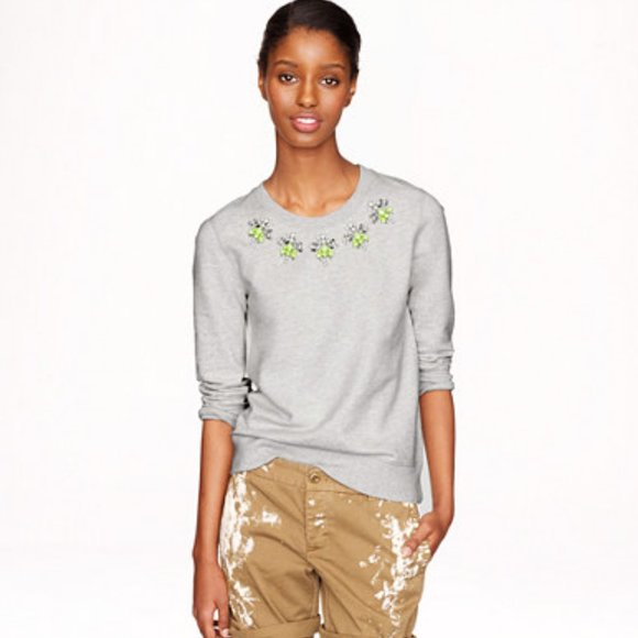 J. Crew Jeweled Sweatshirt - Picture 2 of 3